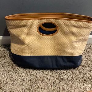 Tory Burch Wicker and Navy tote
